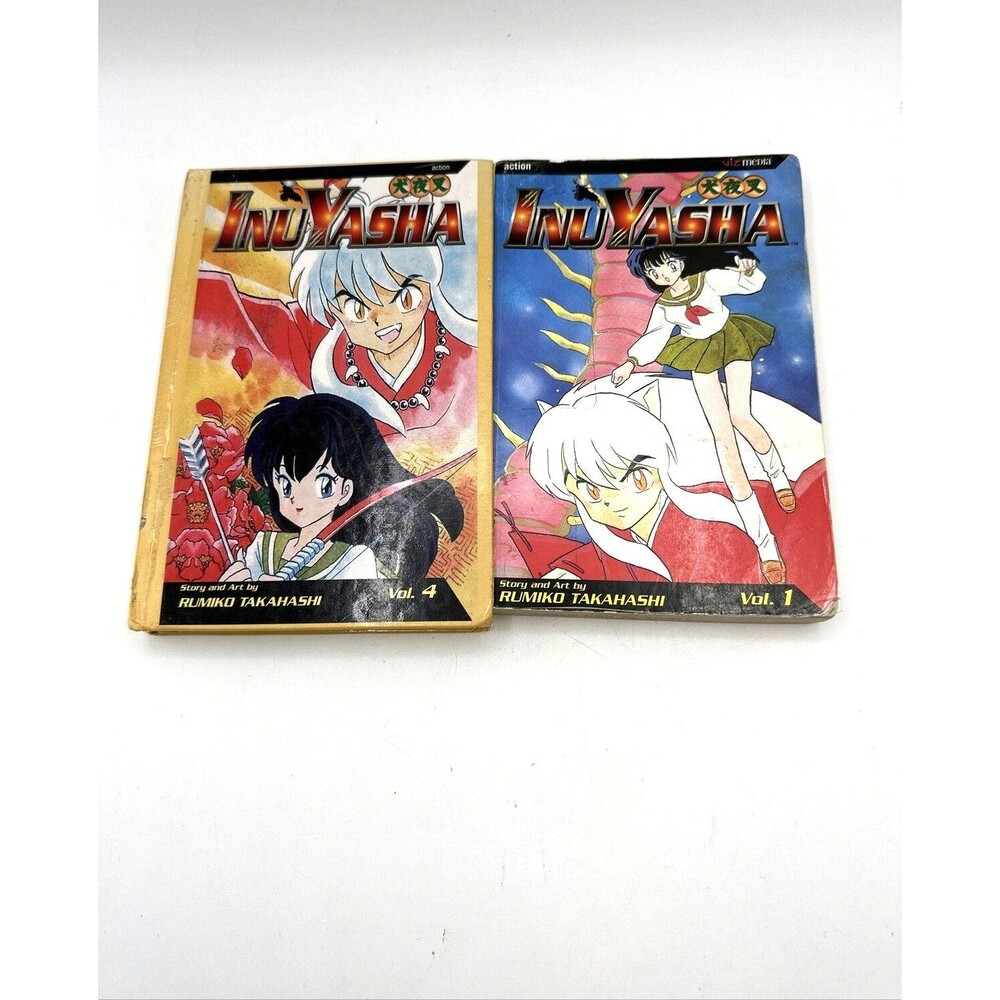 InuYasha Volume 1 & Volume 4 Hardcover by Rumiko Takahashi Graphic Novel Action
